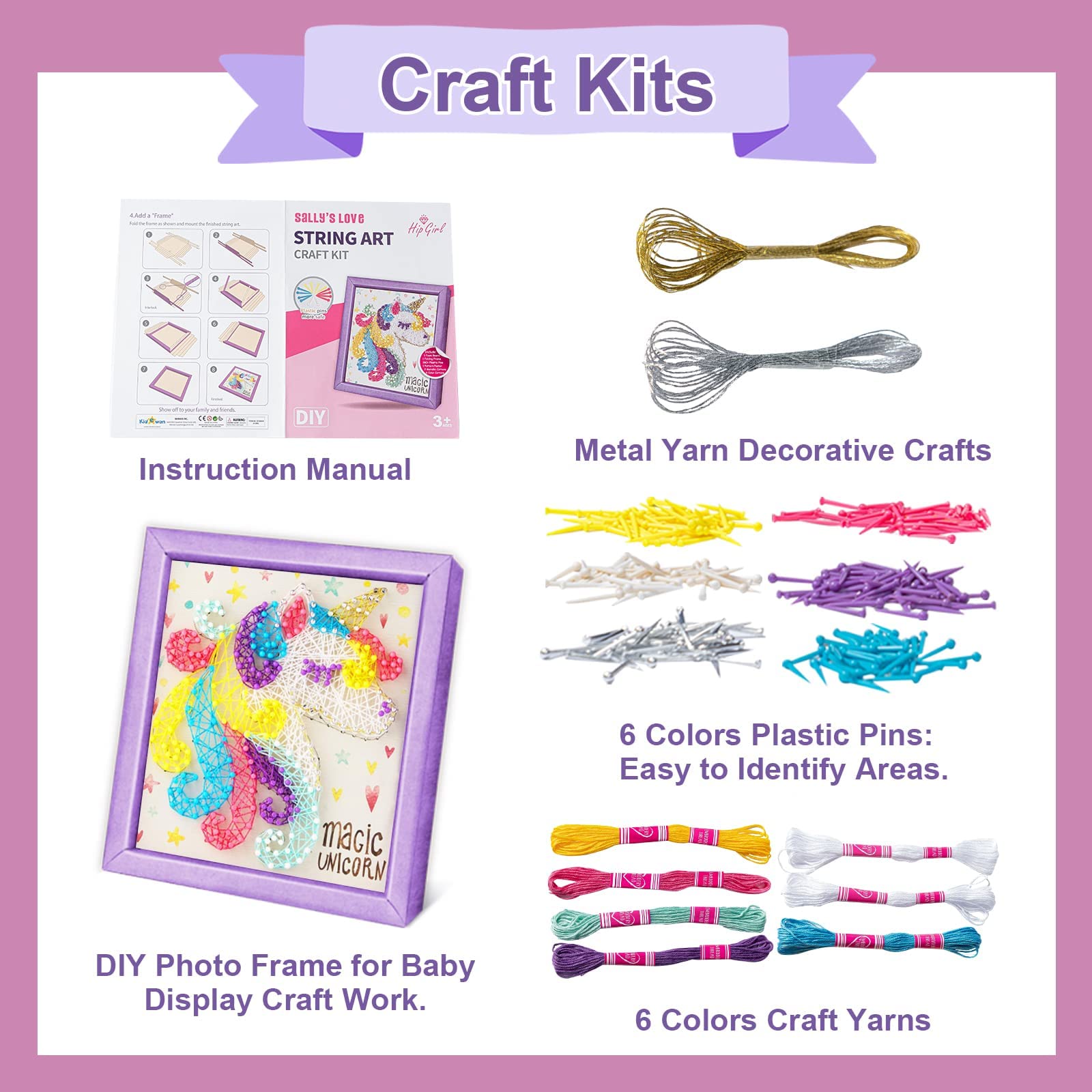 PATPAT String Art Kit Unicorn Art and Craft Kit for Girls Unicorn String Art Supplies with Phote Frame Kids Art and Craft Kit Christmas Birthday Gifts for Girls Boys Ages 6+ PATPAT String Art Kit Unicorn Art and Craft Kit for Girls Unicorn String Art Supplies with Phote Frame Kids Art and Craft Kit Christmas Birthday Gifts for Girls Boys Ages 6+